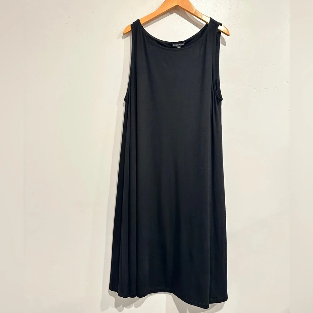 Eileen Fisher Black Jersey Knit‎ Tank Dress Size Large